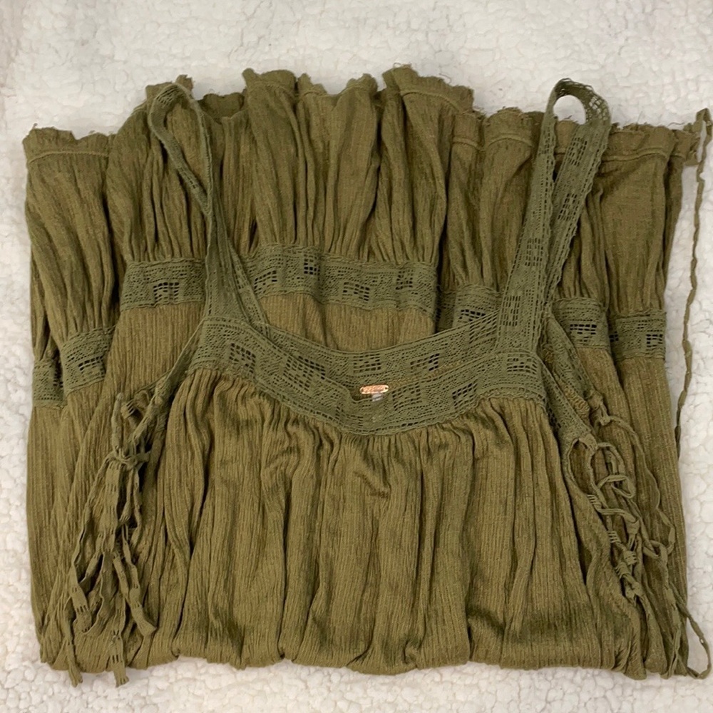 FREE PEOPLE Flowy Ruffled Green Dress